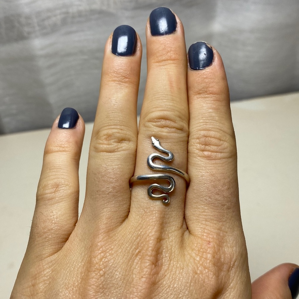 Adjustable Silver Snake Ring - image 1